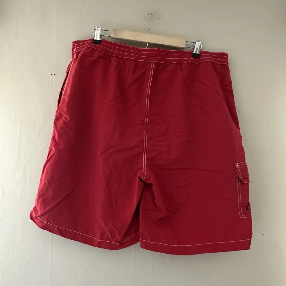 VTG Polo Ralph Lauren Mens Cargo Swim Trunks Size XXL Red Board Short Preppy Y2K